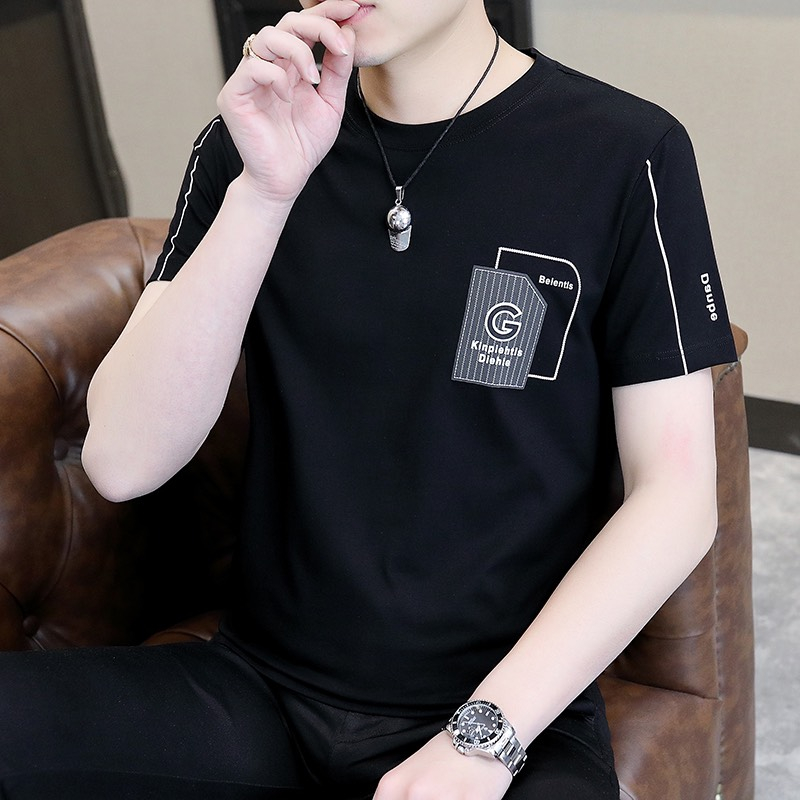 Áo thun hè tay ngắn cổ tròn,áo nam chat vải thoáng mát mềm min 2 mầu trăng đen 89 store