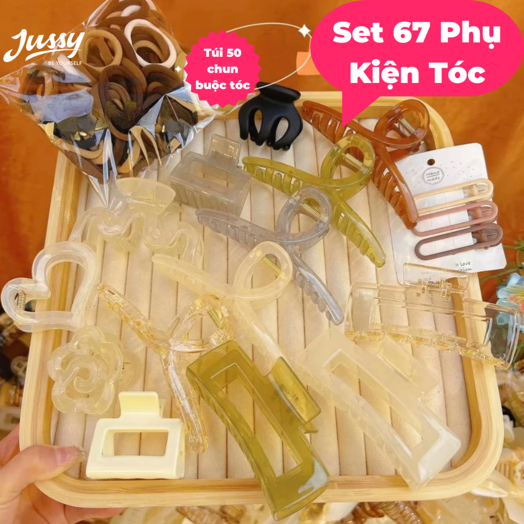 Set 67 Kẹp Tóc Và Buộc Tóc Hot Trend Jussy Official Combo Gồm Nhiều Món Phụ Kiện Tóc Giao Mẫu Ngẫu Nhiên