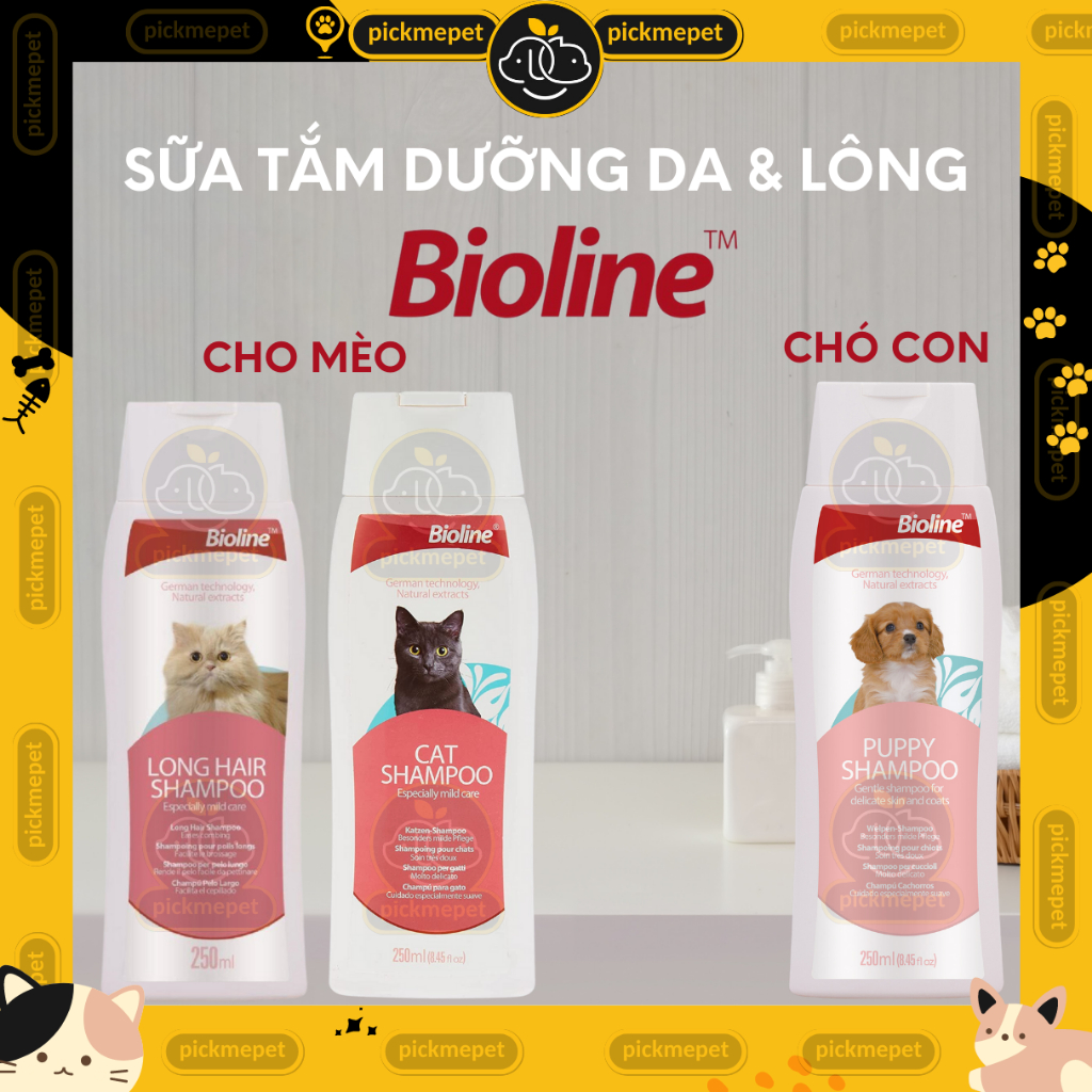 Sữa Tắm BIOLINE Dưỡng Da Lông cho Chó Mèo 250ml