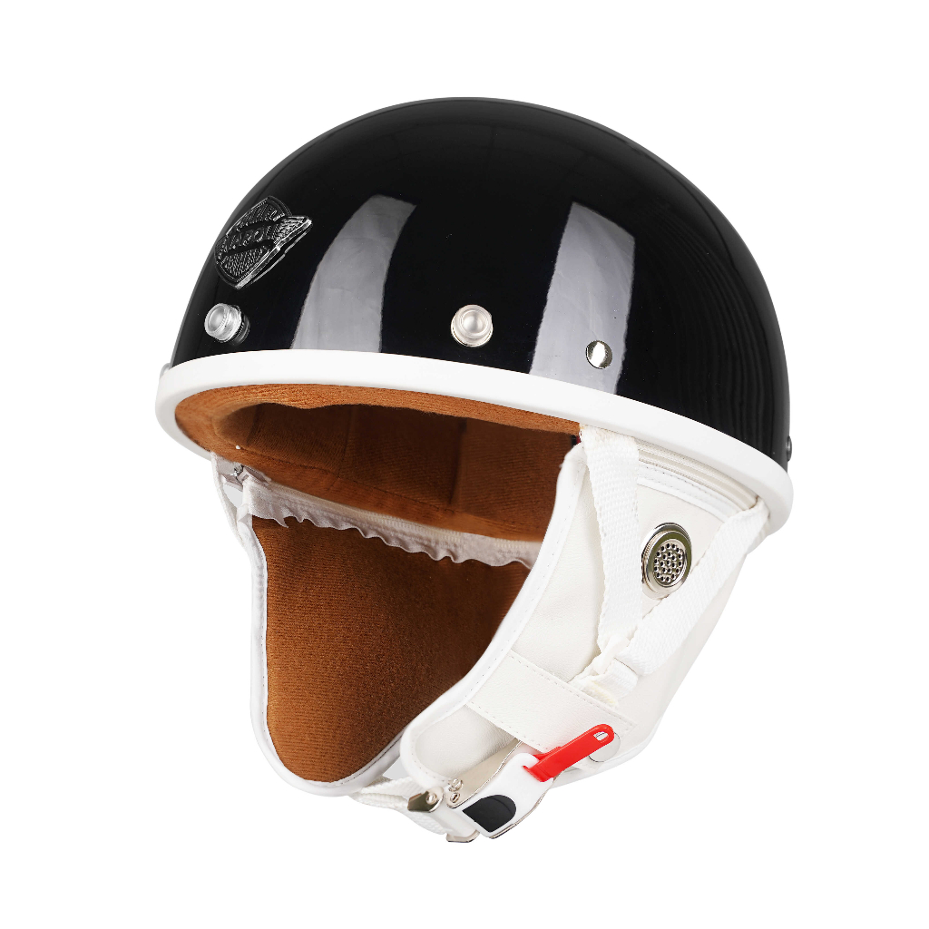 Mũ bảo hiểm Napoli Pug Ver.2 - White cao cấp phong cách Nhật Bản - Grossy Black