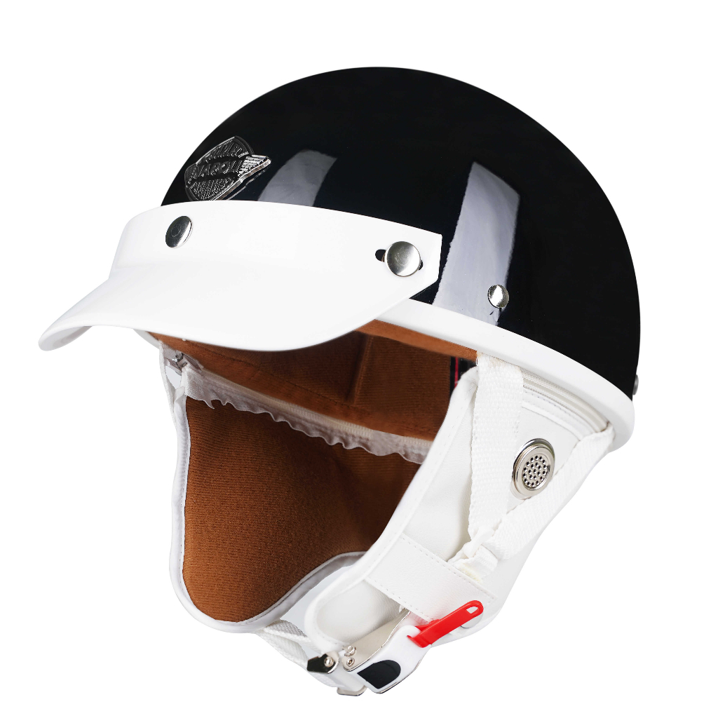 Mũ bảo hiểm Napoli Pug Ver.2 - White cao cấp phong cách Nhật Bản - Grossy Black