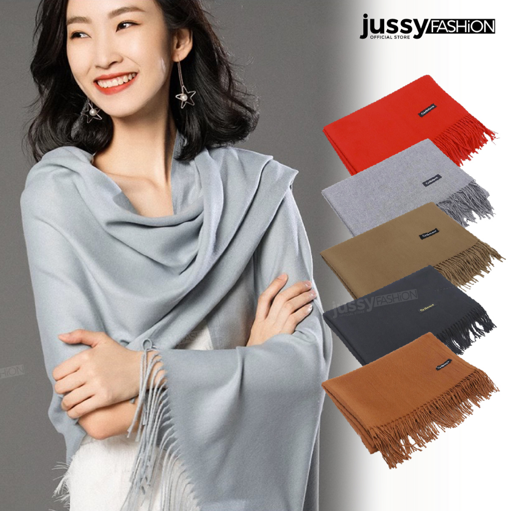 Khăn Quàng Cổ Nữ Jussy Fashion Cao Cấp Chất Len Cashmere Dày Mịn Ấm Áp Nhiều Màu Hot Trend Kích Thước 180x68cm