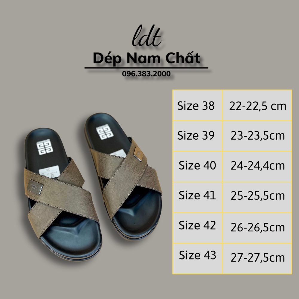 Dép nam quai chéo , Dép da nam cao cấp da xít, đế cao su