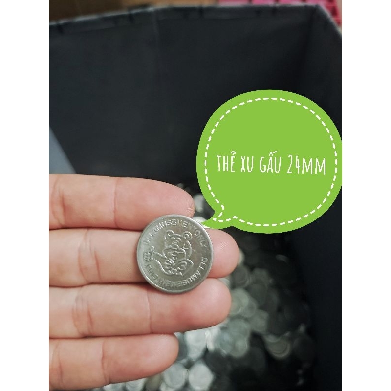 Xu thẻ game 24mm combo 100 thẻ xu gấu qua sử dụng 95-99%