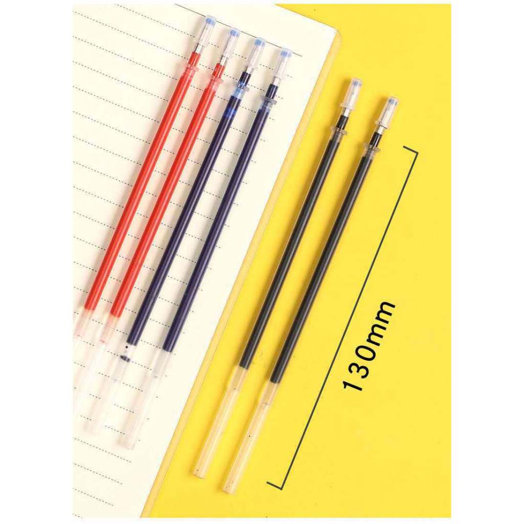 Combo 10 Ngòi bút gel ruột bút gel 0.5mm 13cm lắp vừa các loại bút gel nắp cài Resun, Muji, Deli, chữ A...