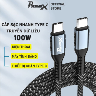 Dây sạc nhanh type c Poermax 100w hỗ trợ sạc nhanh và truyền dữ liệu dành cho điện thoại androi