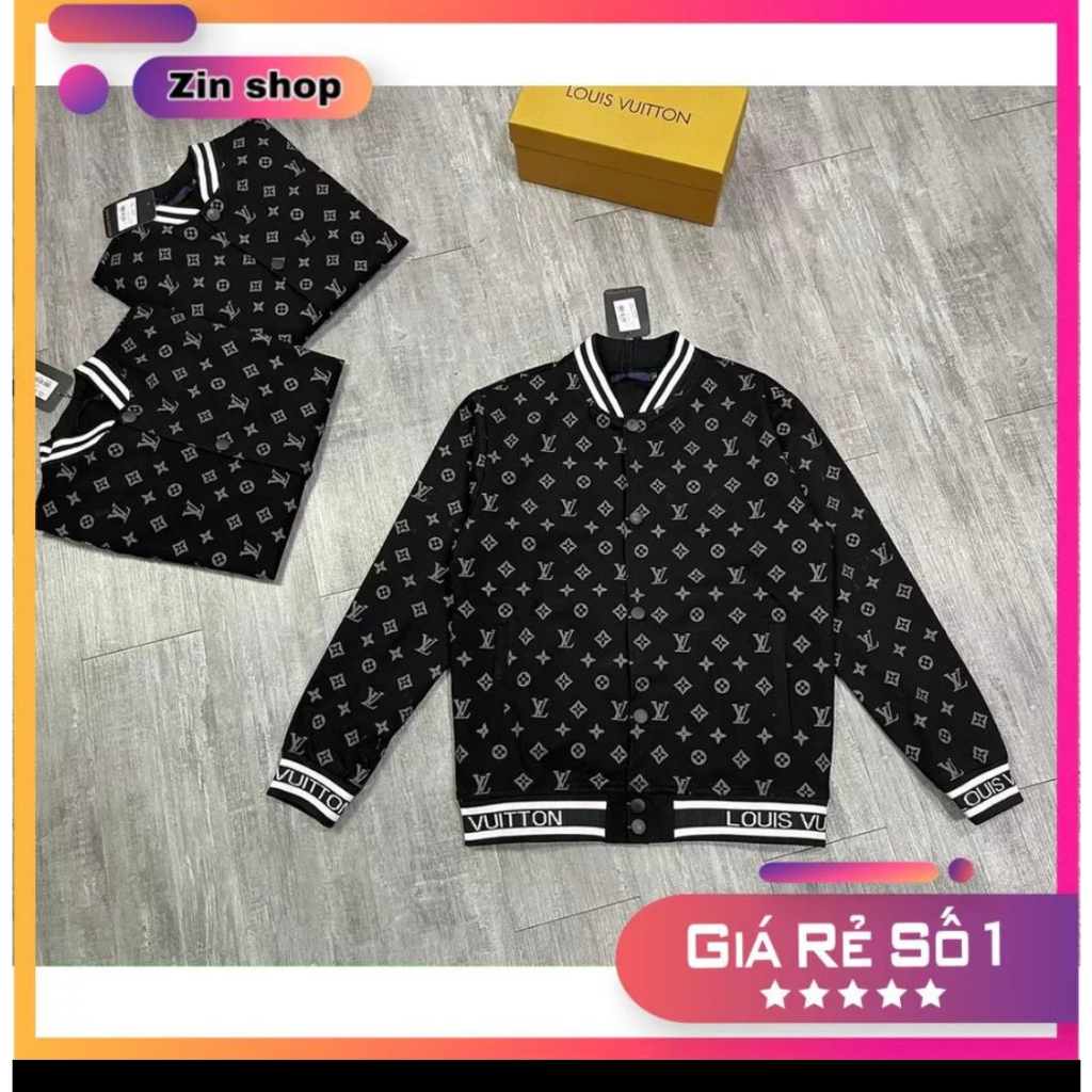 Áo khoác bomber lv nam nữ chất nỉ dày dặn-bomber lv in nhiệt toàn thân phong cách boy phố