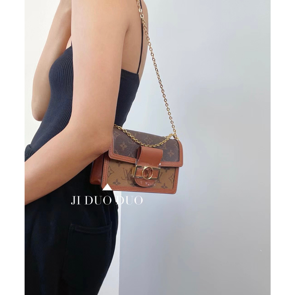 Túi LV Dauphine Woc Chain Wallet Size 19 Da Thật 2 Box