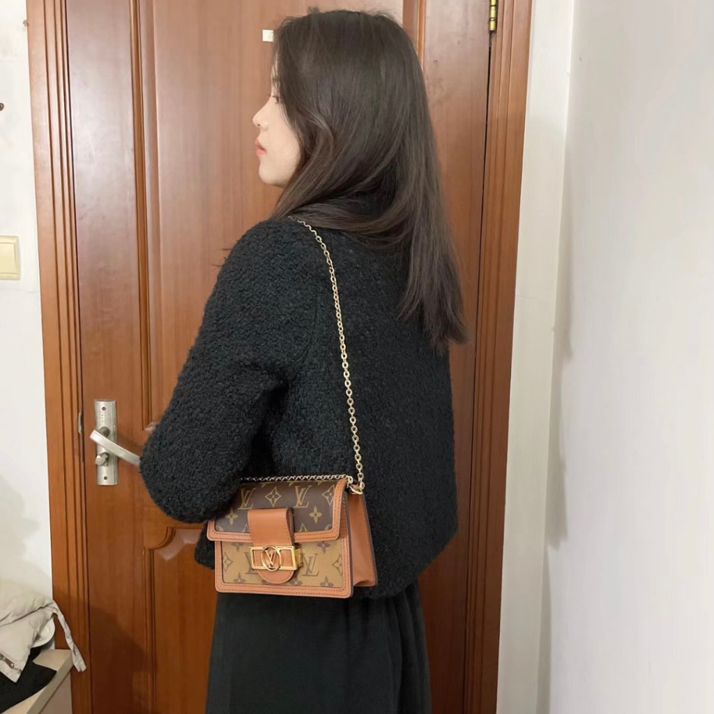 Túi LV Dauphine Woc Chain Wallet Size 19 Da Thật 2 Box