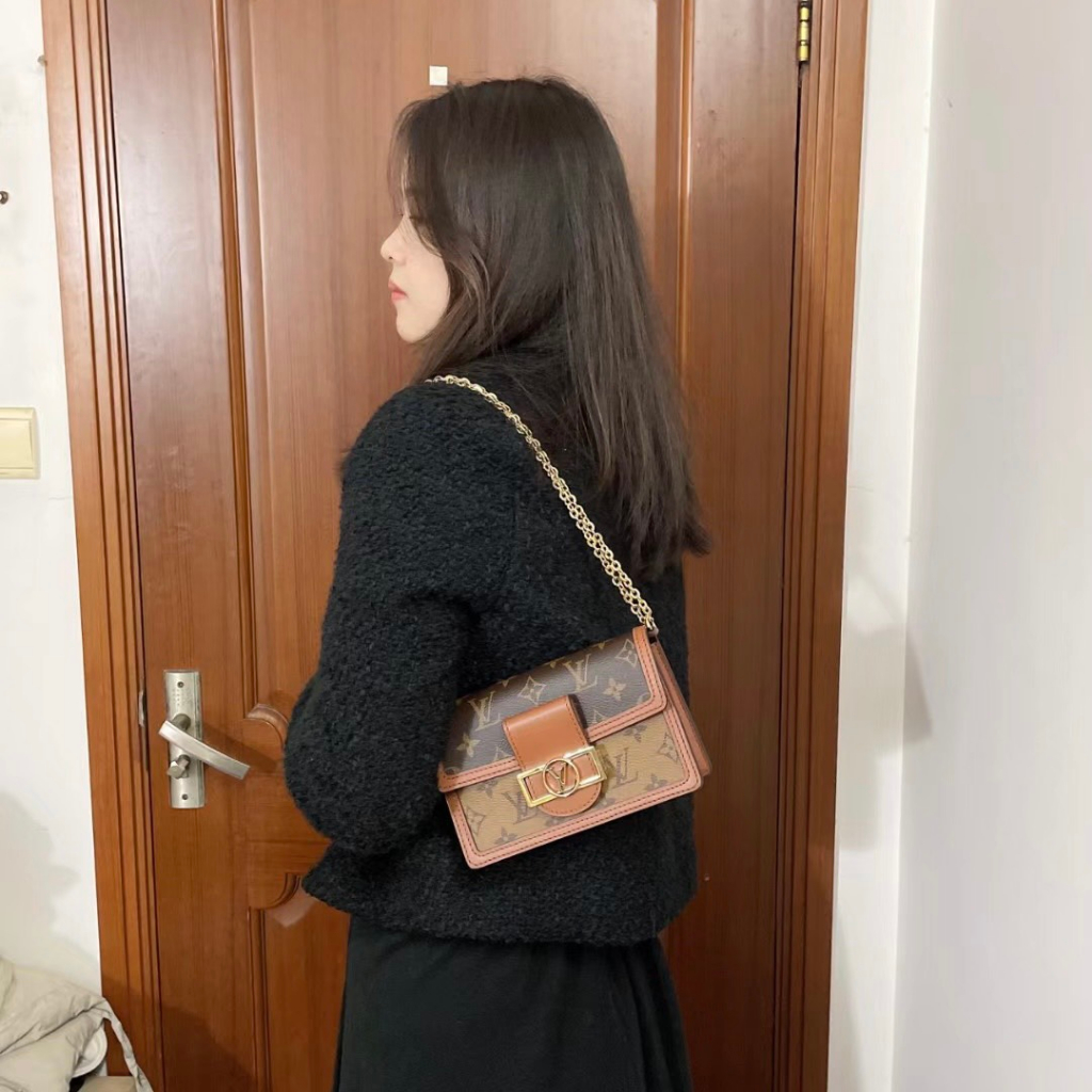 Túi LV Dauphine Woc Chain Wallet Size 19 Da Thật 2 Box