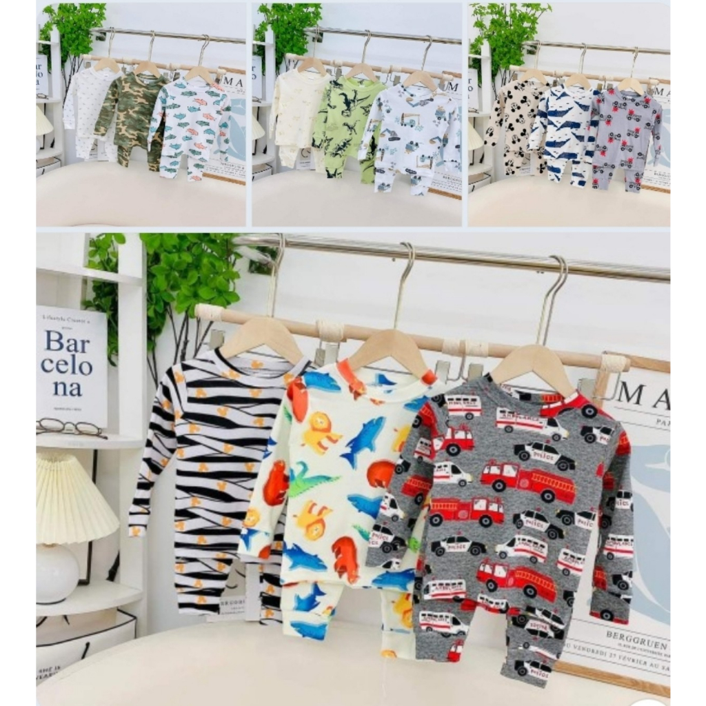 Bộ quần áo dài tay Cotton Sài Gòn mềm mịn, co giãn thoải mái cho bé trai, bé gái BD51