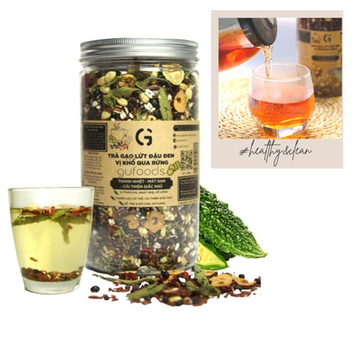 Trà gạo lứt đậu đen GUfoods vị Khổ qua rừng (Mướp đắng rừng) (200g/500g) - Giải nhiệt, Mát gan, Ngủ ngon, Healthy