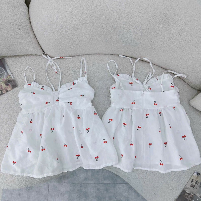 Áo babydoll 2 dây chất đũi xốp in hình dễ thương cho các nàng phối đồ diện đi chơi, đi dạo, picnic rất xinh và đáng yêu.