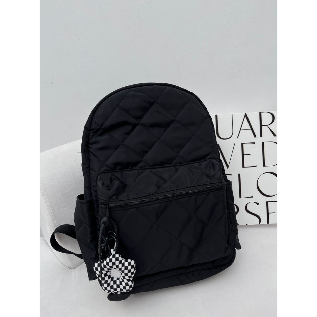 Balo phao đen unisex cá tính và nổi bật tặng kèm móc khóa ngẫu nhiên