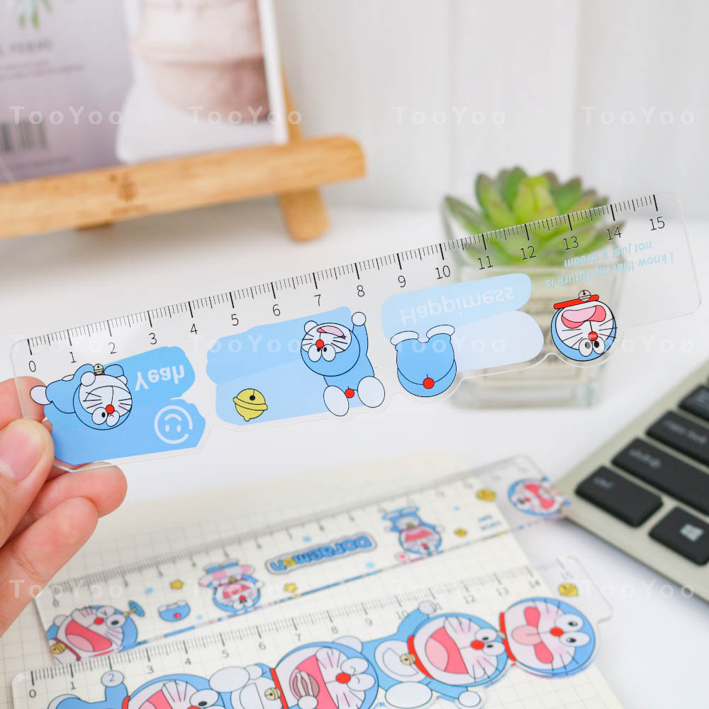 Thước kẻ 15cm Doraemon chất liệu Mica dễ thương cute TooYoo BK00282