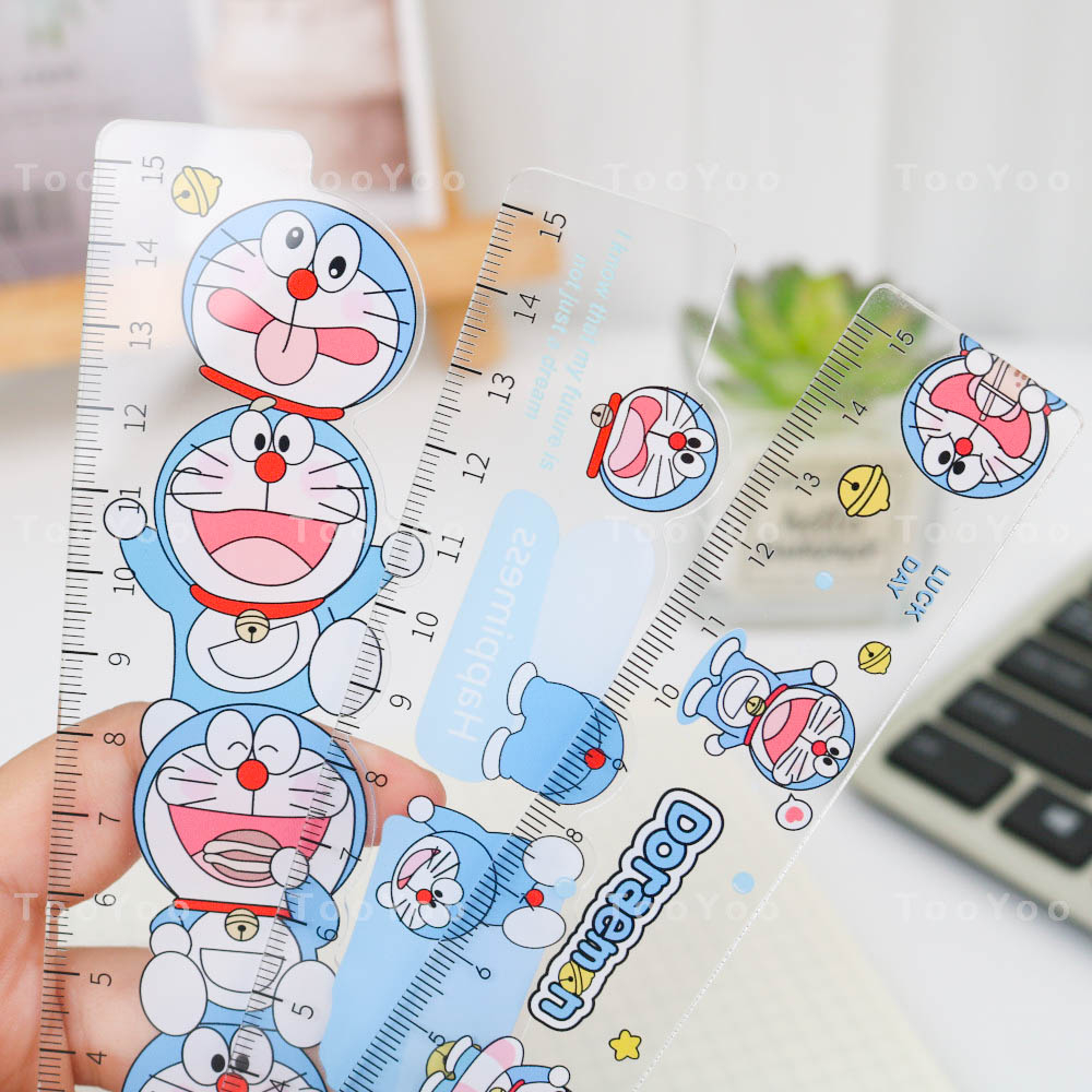 Thước kẻ 15cm Doraemon chất liệu Mica dễ thương cute TooYoo BK00282