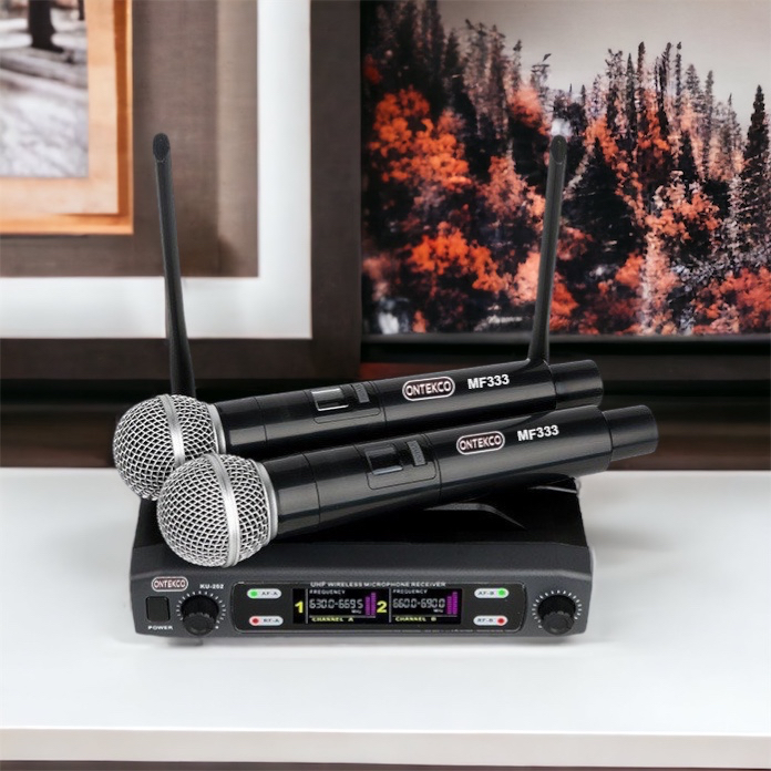 Bộ micro không dây cao cấp Ontekco MF333 UHF  chuyên dùng cho gia đình-hội trường