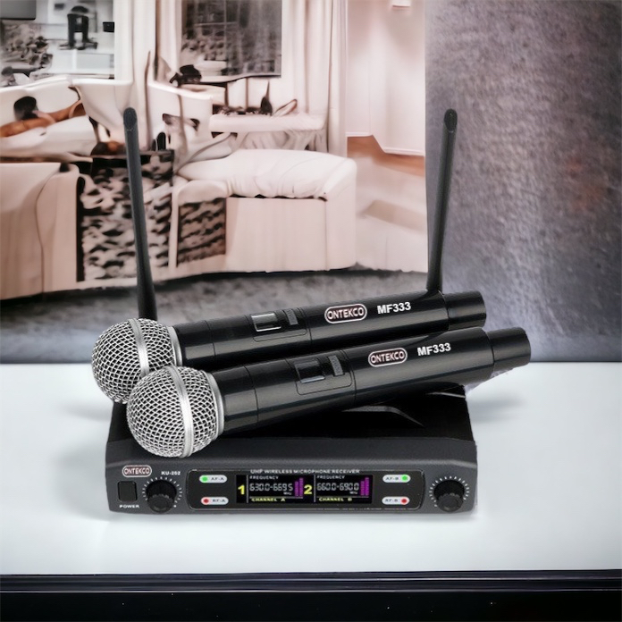 Bộ micro không dây cao cấp Ontekco MF333 UHF  chuyên dùng cho gia đình-hội trường