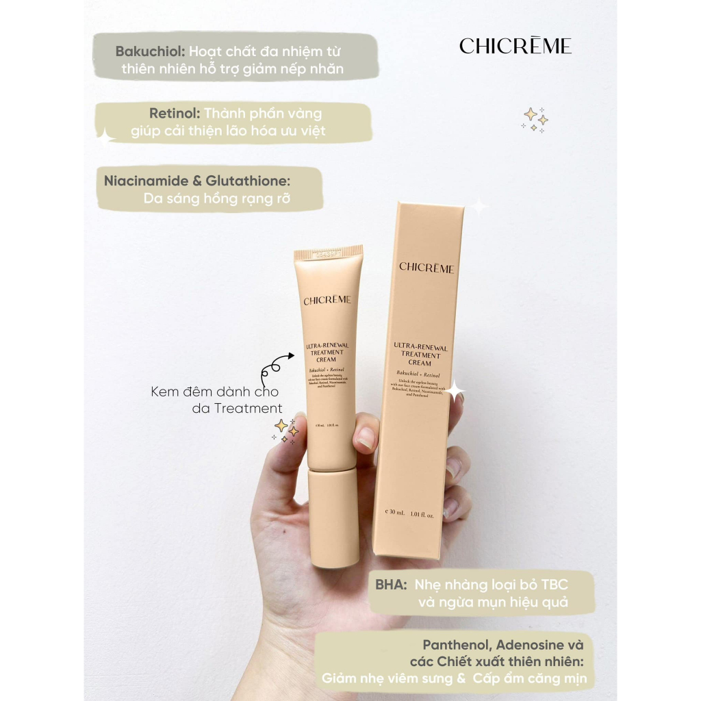 Kem đêm phục hồi Retinol + Bakuchiol của nhà Chicrème