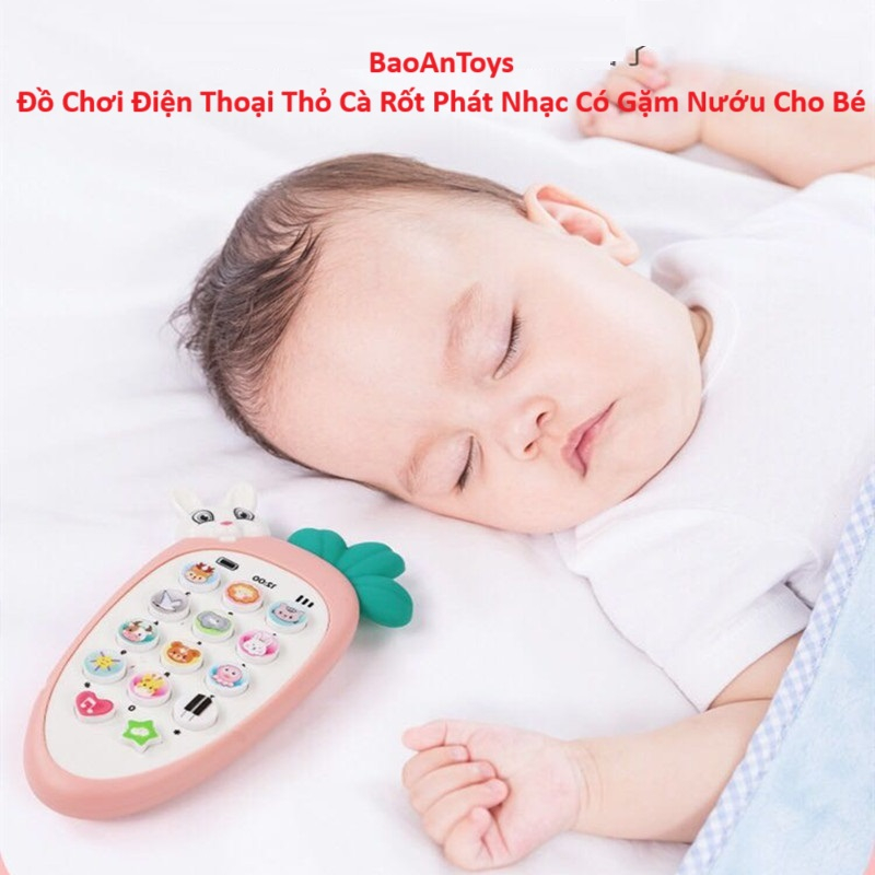 Đồ Chơi Điện Thoại Phát Nhạc Âm Thanh Vui Nhộn,Điện thoại thỏ cà rốt cho bé, có nhạc và đèn