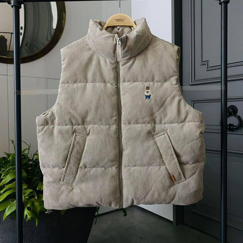 Áo phao nhung gile gấu nhỏ sale 64%