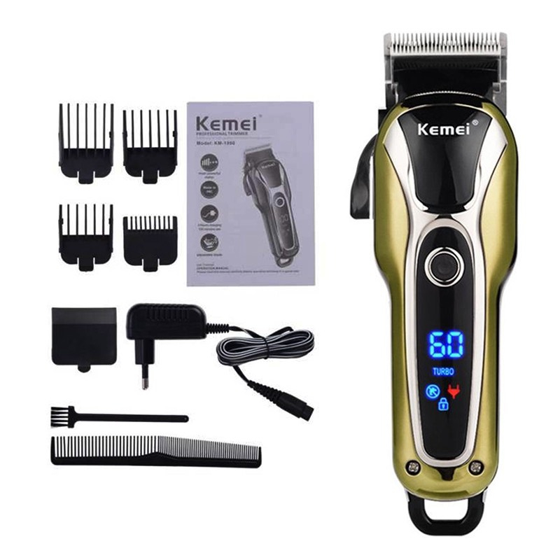 Tông Đơ Kemei-1990 Cao Cấp Chuyên Nghiệp Pin Lithium 2000mAh Màn Hình LCD-Hàng Chính Hãng Bảo Hành 12 Tháng12 Tháng