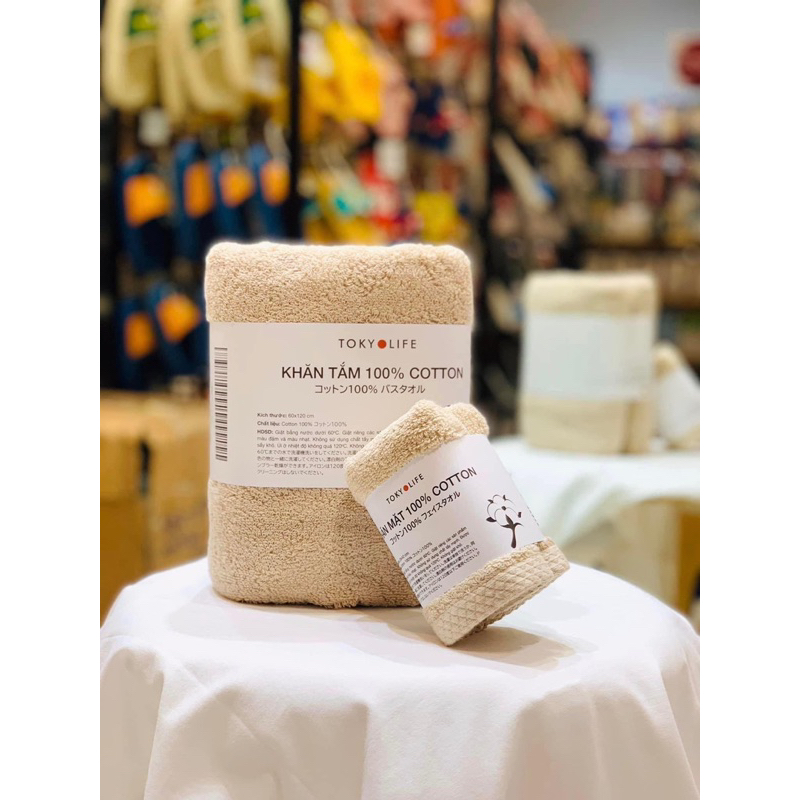 Khăn Tắm- Khăn Mặt TokyoLife Chất Liệu Cotton Mềm Mại, Siêu Thấm Hút Chân Ái Cho Mọi Làn Da