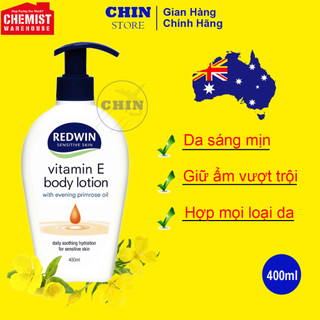 Sữa dưỡng thể toàn thân Redwin Vitamin E Body Lotion 400ml Úc giúp da căng mịn, trắng sáng