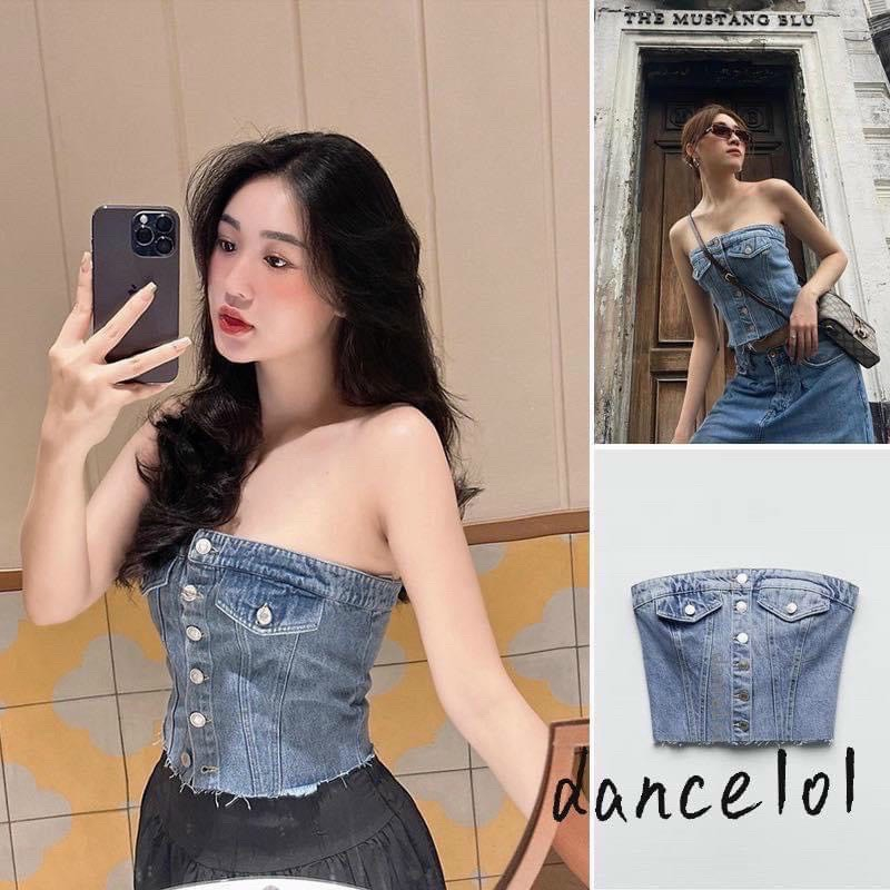 Áo ống jeans mẫu mới hot trend siêu cá tính