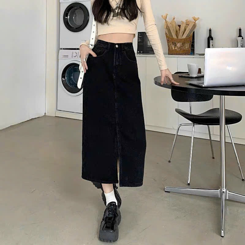 CHÂN VÁY JEAN DÁNG DÀI ĐEN bigsize