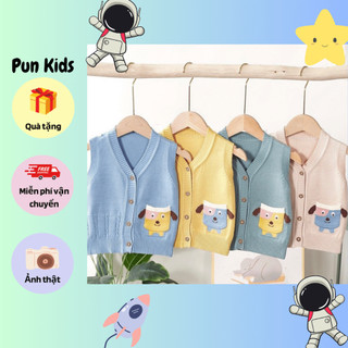 Áo gile len thu đông họa tiết cún con cutee cho bé trai, bé gái 6-10kg