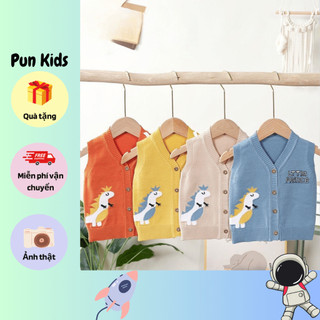 Áo gile len thu đông hoạ tiết khủng long cho bé trai bé gái  6 -10kg