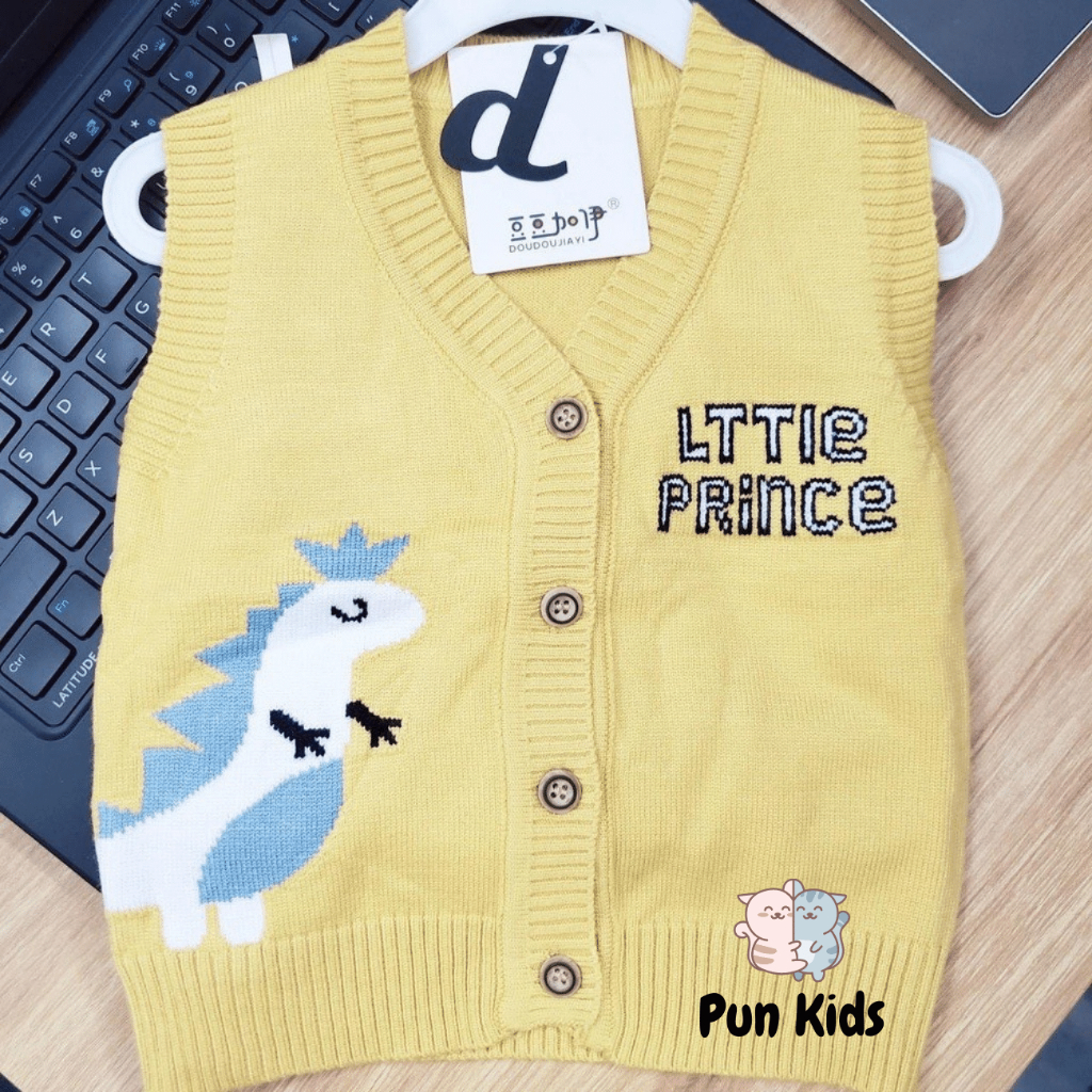 Áo gile len thu đông hoạ tiết khủng long cho bé trai bé gái  6 -11kg