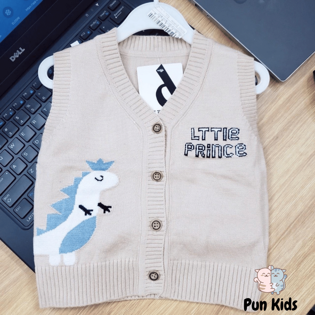 Áo gile len thu đông hoạ tiết khủng long cho bé trai bé gái  6 -11kg