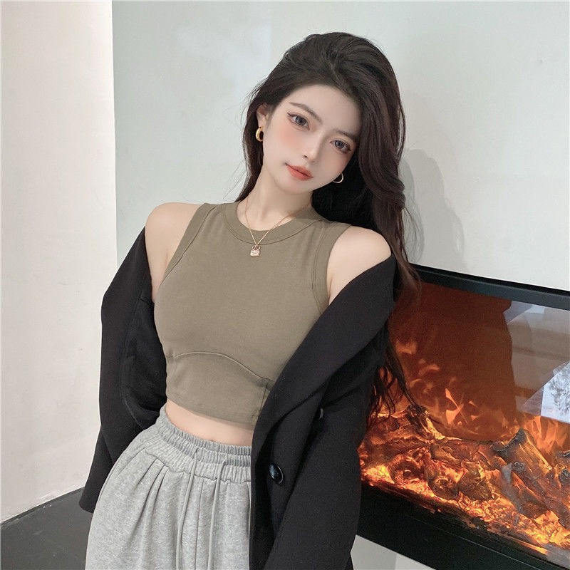 Áo Bra Nữ Thiết Kế Chiết Eo Cổ Tròn Có Mút Ngực Hot Trend 1005