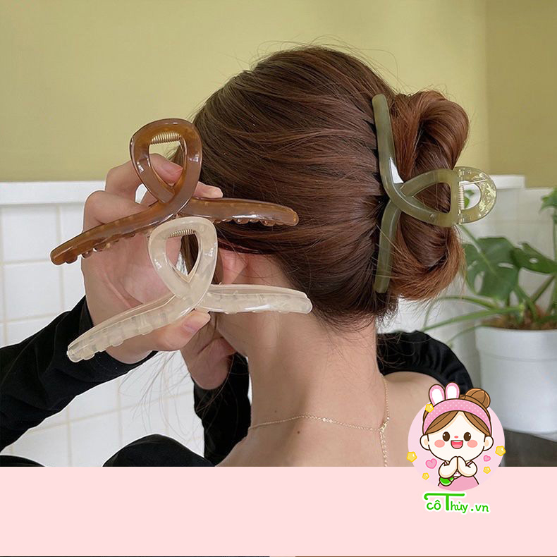 Kẹp Tóc Cá Mập Cỡ Lớn Màu Trơn Thời Trang Hàn Quốc Cho Nữ
