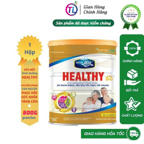 Sữa bột dinh dưỡng tăng cân Healthyhổ trợ tiêu hóa.dùng cho trẻ em từ 3 tuổi trở lên và người lớn,người mới ốm dậy