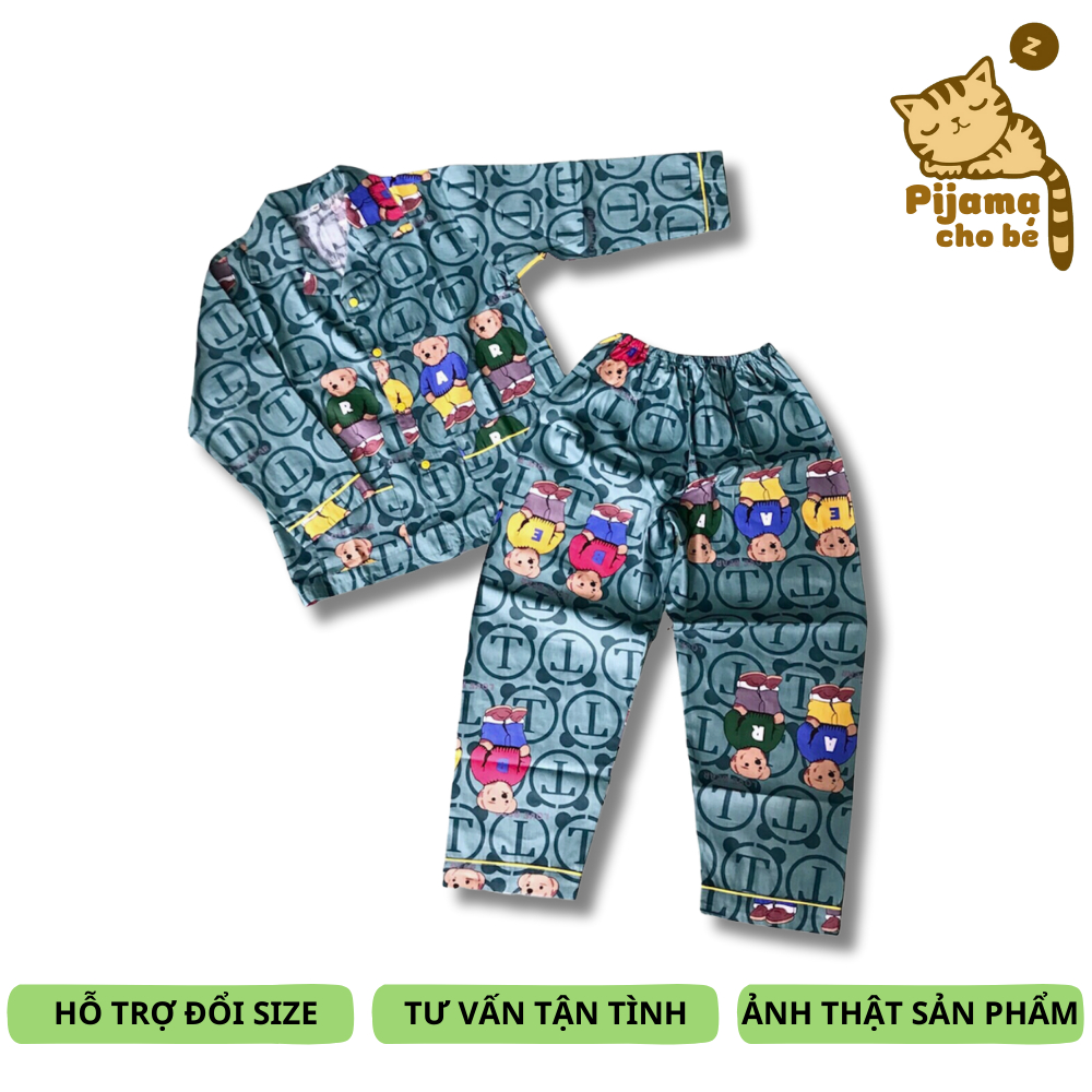Bộ ngủ dài tay Pijama Cho Bé vải Thô lụa cotton mịn đẹp hút mồ hôi - Nhiều mẫu chọn lựa 10-40kg cho bé 1-9 tuổi