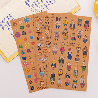 Sticker hoạ tiết hình mèo phong cách Nhật Bản cho trang trí thủ công dễ thương