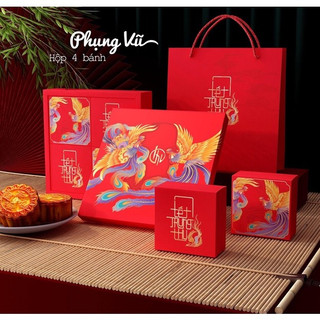 ❤️mẫu 2024❤️ set 10 hộp trung thu 4 bánh phụng vũ