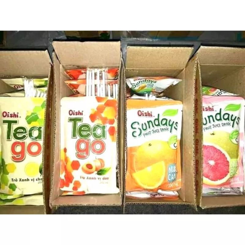 Thùng 50gói trà xanh đủ vị Tea Go Oishi 180g