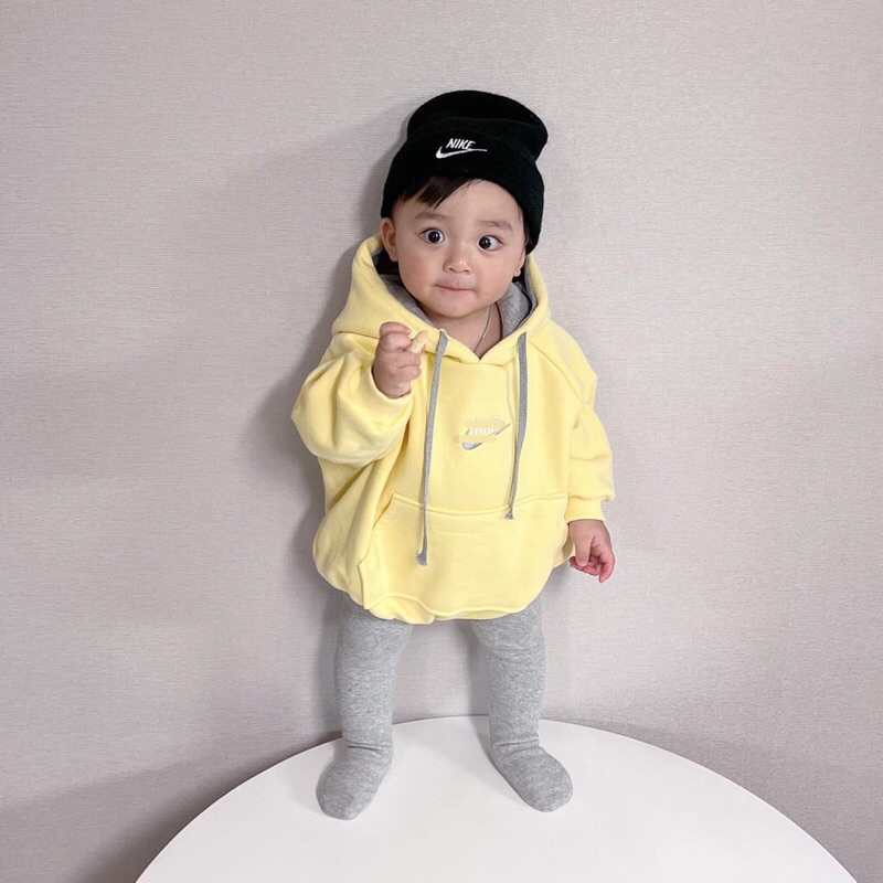 Bộ Áo Liền Quần Mùa Đông Bằng Lông Cừu Có Mũ Trùm In Chữ cho Bé