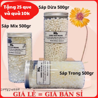 500gr Sáp Wax Lông Nóng Coconut, Cao Cấp thơm mùi dừa tặng kèm 25 que gỗ phết sáp