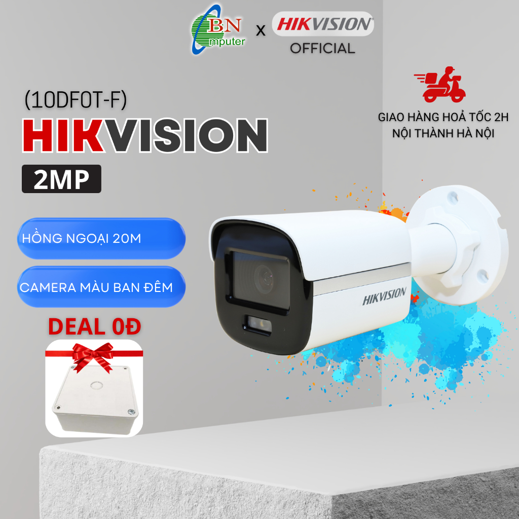 Camera analog DS-2CE10DF0T-F Hikvision thân trụ 2.0MP, ban đêm có màu, bảo hành 24 tháng