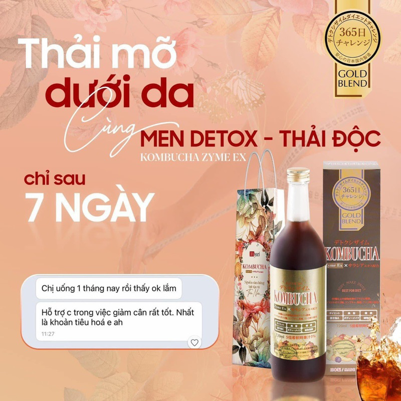 Trà Kombucha Thải Độc Detox Giảm Mỡ Men Enzym Kombucha Nhật Bản