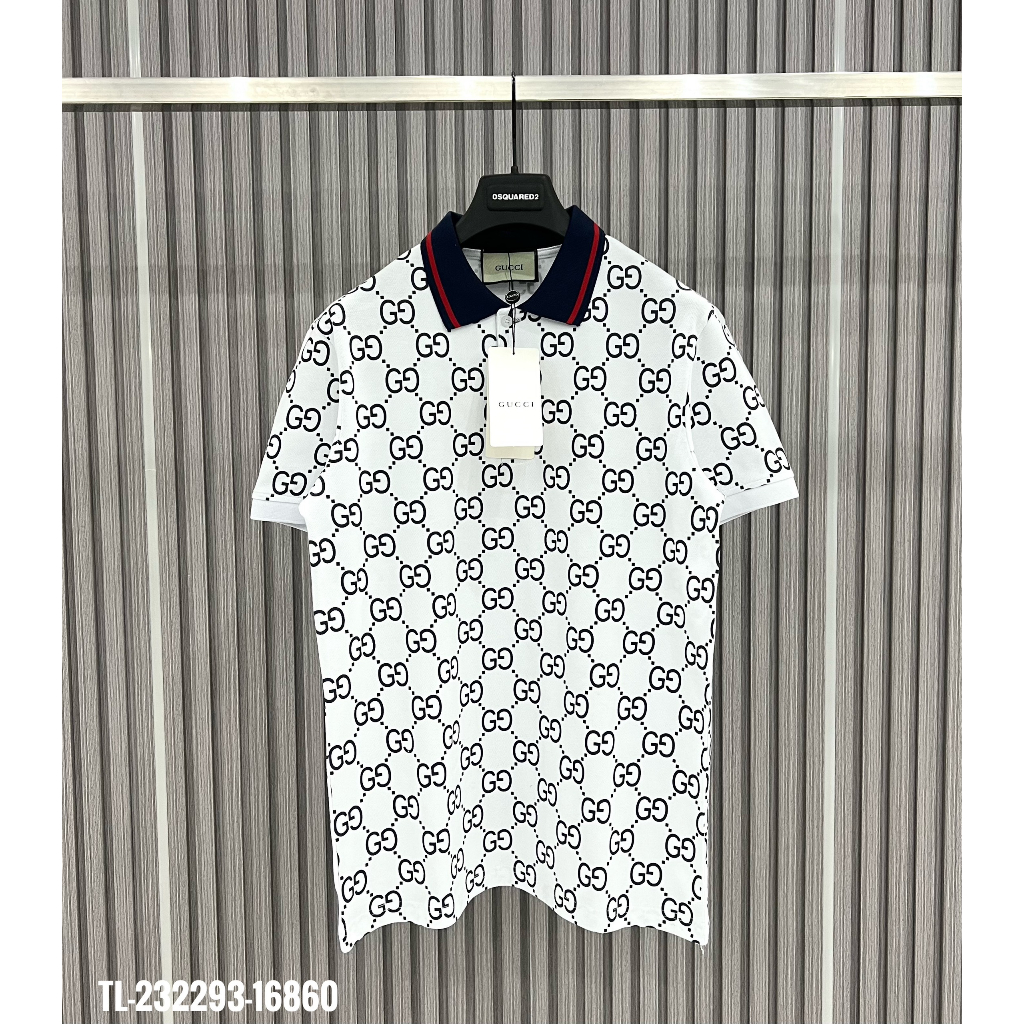 🔥Hot🔥Áo polo Gucci phối cổ họa tiết monogram thiết kế hot trend Nam nữ New 2023