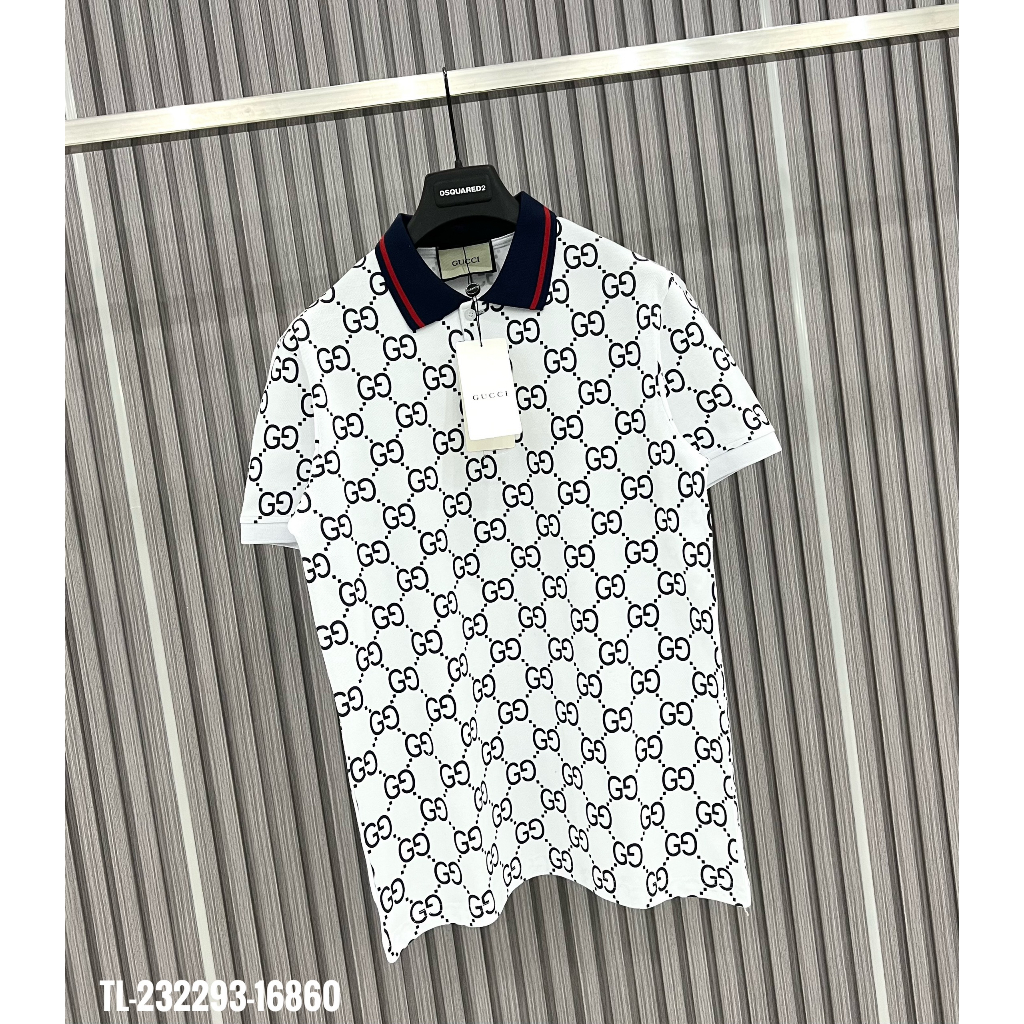 🔥Hot🔥Áo polo Gucci phối cổ họa tiết monogram thiết kế hot trend Nam nữ New 2023