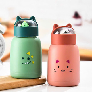  Bình nước giữ nhiệt 360ml nắp thú dễ thương lõi thủy tinh bọc nhựa cách nhiệt 
