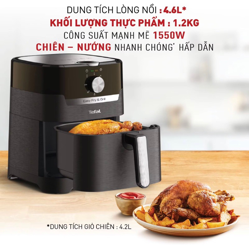 Nồi chiên không dầu Tefal 2in1 Easy Fry & Grill Classis EY501815 - 4.2L