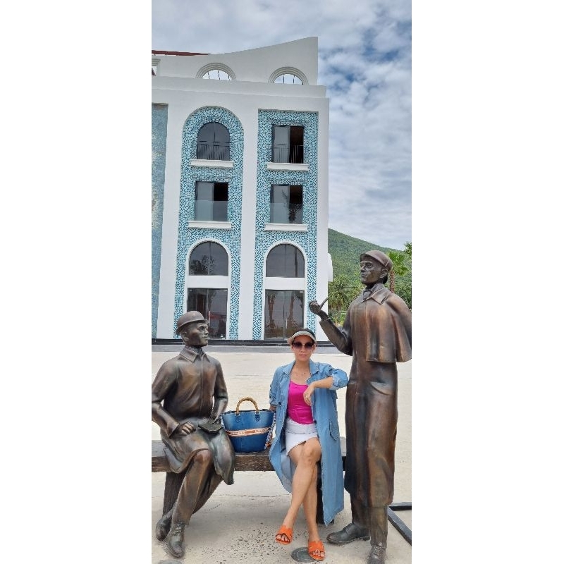 Áo manto jean dáng dài